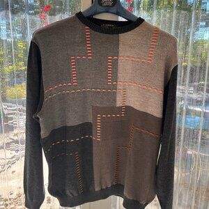 St. Croix Sweater for men, multi-colored abstract design, large